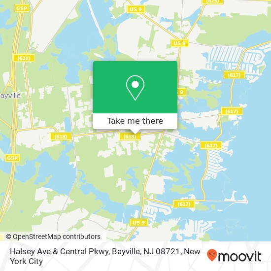 Mapa de Halsey Ave & Central Pkwy, Bayville, NJ 08721