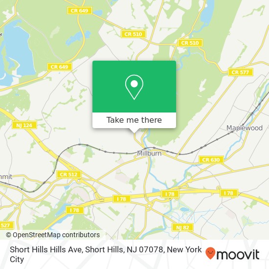 Mapa de Short Hills Hills Ave, Short Hills, NJ 07078