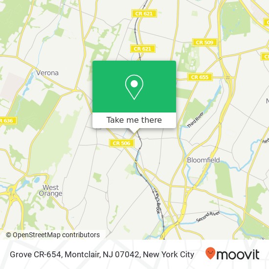 Mapa de Grove CR-654, Montclair, NJ 07042