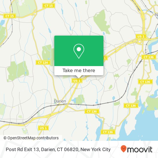 Mapa de Post Rd Exit 13, Darien, CT 06820