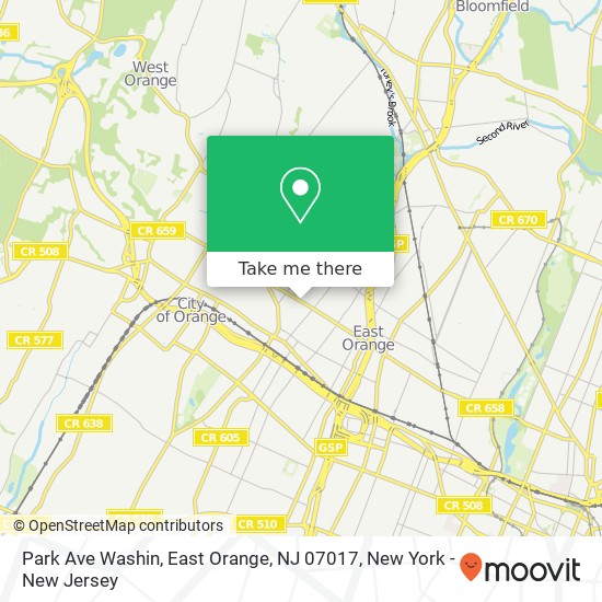 Mapa de Park Ave Washin, East Orange, NJ 07017