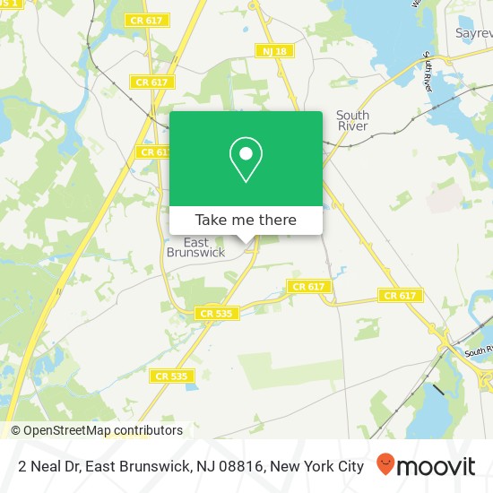 Mapa de 2 Neal Dr, East Brunswick, NJ 08816