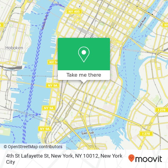 4th St Lafayette St, New York, NY 10012 map