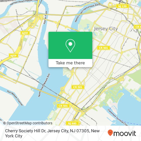 Mapa de Cherry Society Hill Dr, Jersey City, NJ 07305