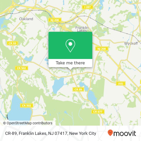 Mapa de CR-89, Franklin Lakes, NJ 07417