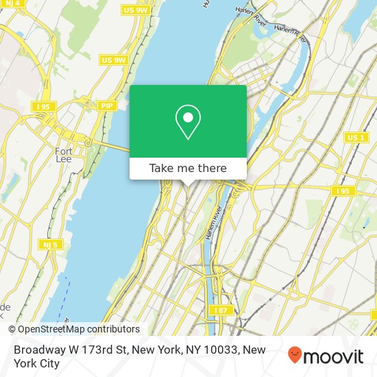 Broadway W 173rd St, New York, NY 10033 map