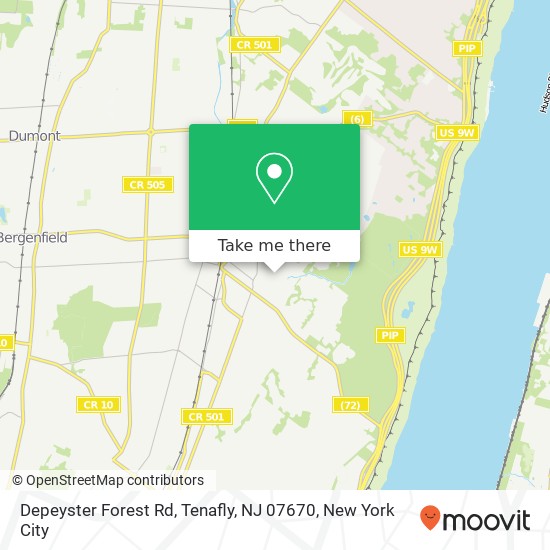 Mapa de Depeyster Forest Rd, Tenafly, NJ 07670