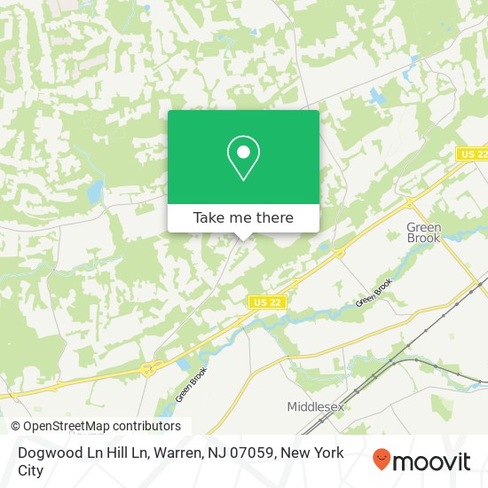 Mapa de Dogwood Ln Hill Ln, Warren, NJ 07059