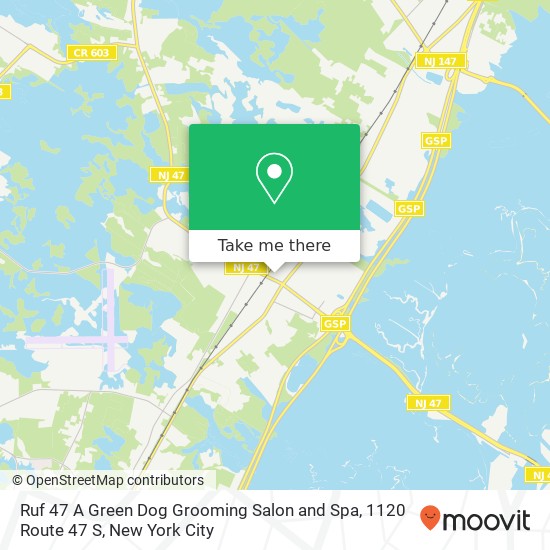 Mapa de Ruf 47 A Green Dog Grooming Salon and Spa, 1120 Route 47 S