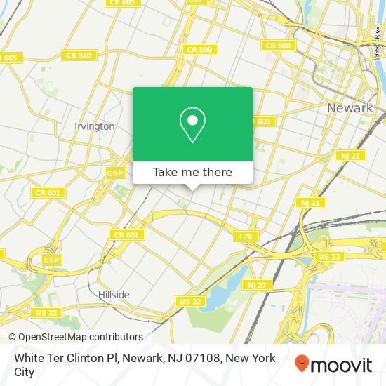 White Ter Clinton Pl, Newark, NJ 07108 map