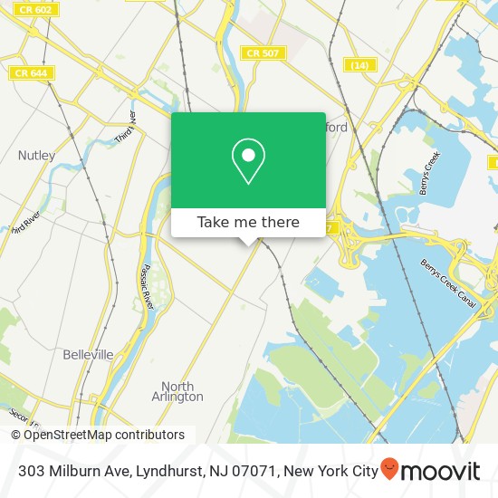 Mapa de 303 Milburn Ave, Lyndhurst, NJ 07071