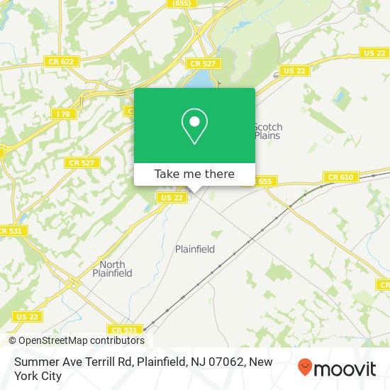 Mapa de Summer Ave Terrill Rd, Plainfield, NJ 07062