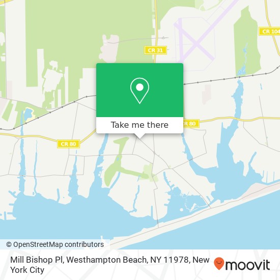 Mapa de Mill Bishop Pl, Westhampton Beach, NY 11978