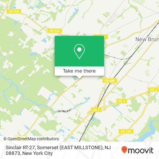 Mapa de Sinclair RT-27, Somerset (EAST MILLSTONE), NJ 08873