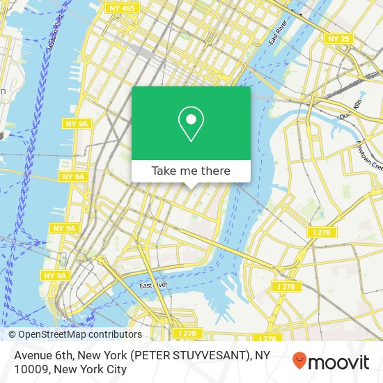 Mapa de Avenue 6th, New York (PETER STUYVESANT), NY 10009