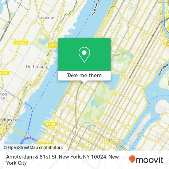 Amsterdam & 81st St, New York, NY 10024 map