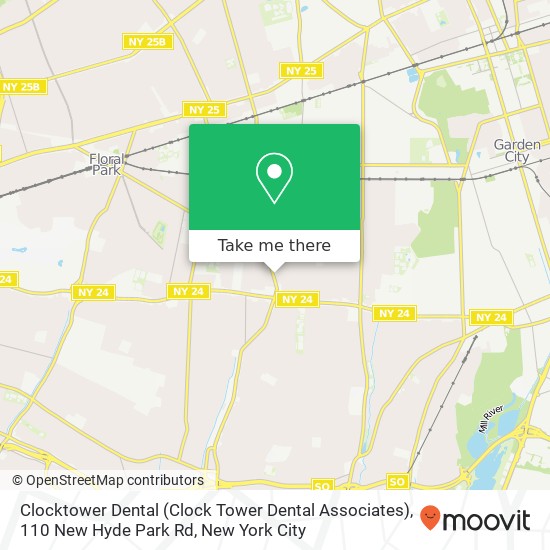Mapa de Clocktower Dental (Clock Tower Dental Associates), 110 New Hyde Park Rd