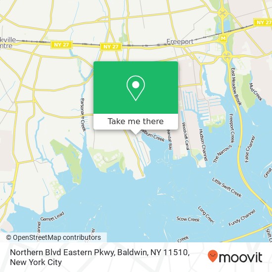 Mapa de Northern Blvd Eastern Pkwy, Baldwin, NY 11510