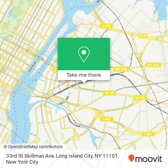 Mapa de 33rd St Skillman Ave, Long Island City, NY 11101