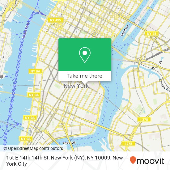 Mapa de 1st E 14th 14th St, New York (NY), NY 10009