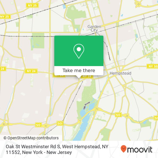 Mapa de Oak St Westminster Rd S, West Hempstead, NY 11552