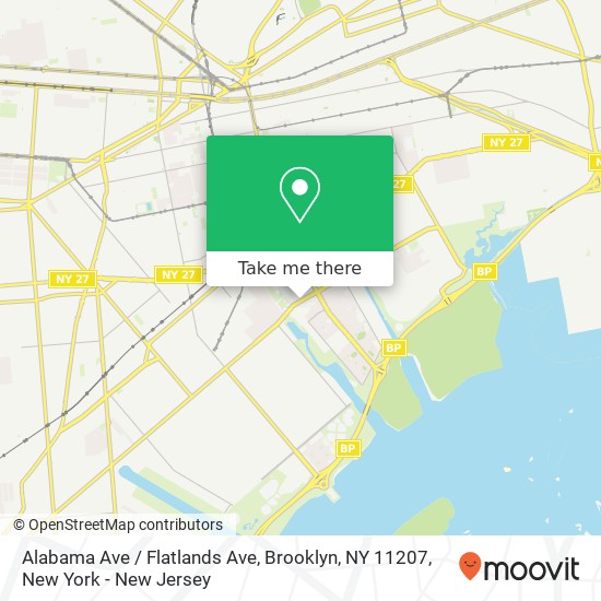 Mapa de Alabama Ave / Flatlands Ave, Brooklyn, NY 11207