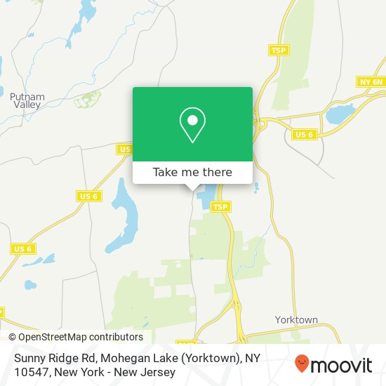 Mapa de Sunny Ridge Rd, Mohegan Lake (Yorktown), NY 10547