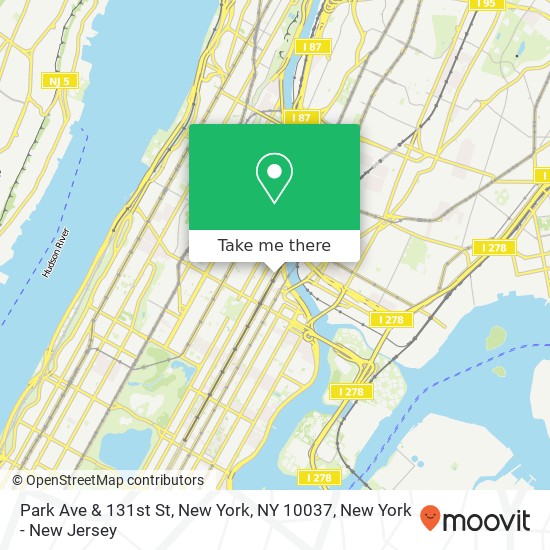 Park Ave & 131st St, New York, NY 10037 map