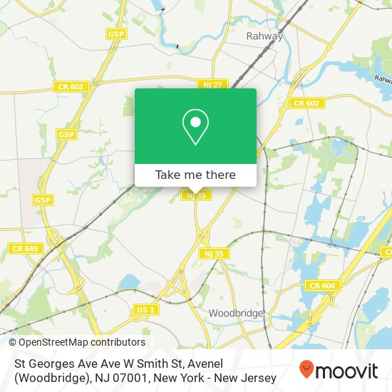 Mapa de St Georges Ave Ave W Smith St, Avenel (Woodbridge), NJ 07001