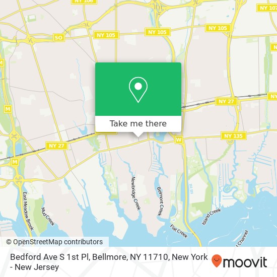 Mapa de Bedford Ave S 1st Pl, Bellmore, NY 11710
