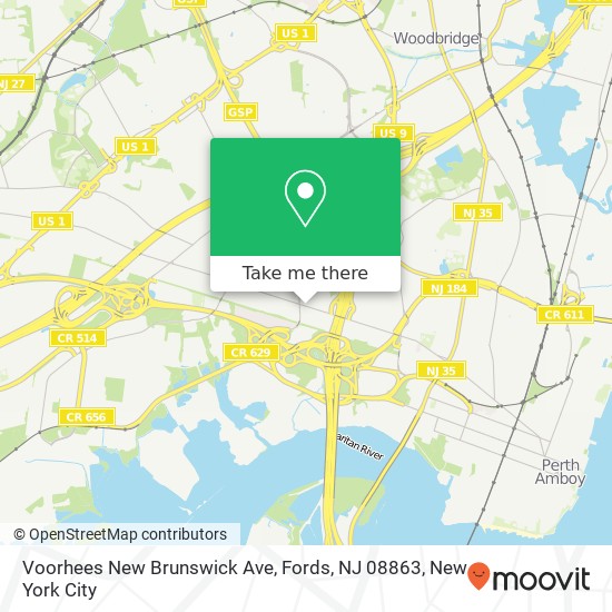 Mapa de Voorhees New Brunswick Ave, Fords, NJ 08863