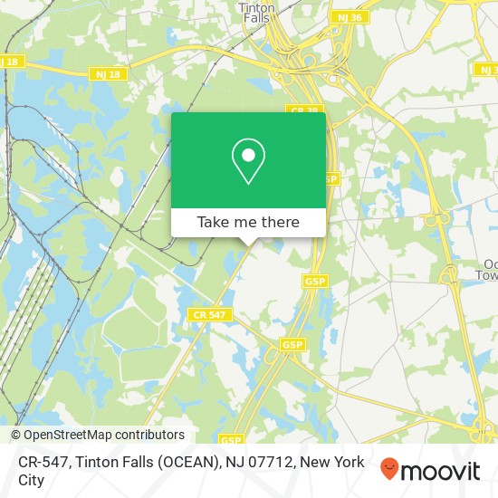 Mapa de CR-547, Tinton Falls (OCEAN), NJ 07712