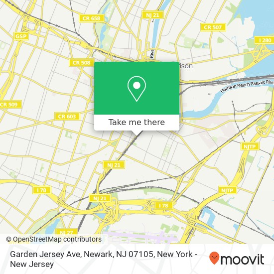 Mapa de Garden Jersey Ave, Newark, NJ 07105