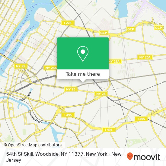 Mapa de 54th St Skill, Woodside, NY 11377