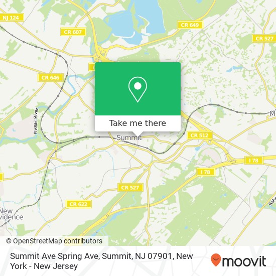 Mapa de Summit Ave Spring Ave, Summit, NJ 07901