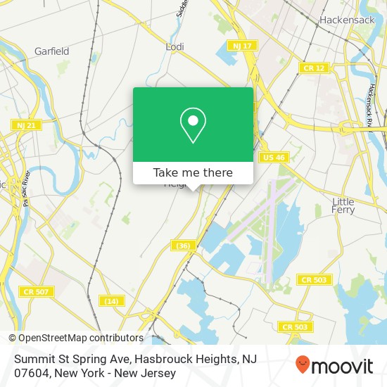 Mapa de Summit St Spring Ave, Hasbrouck Heights, NJ 07604