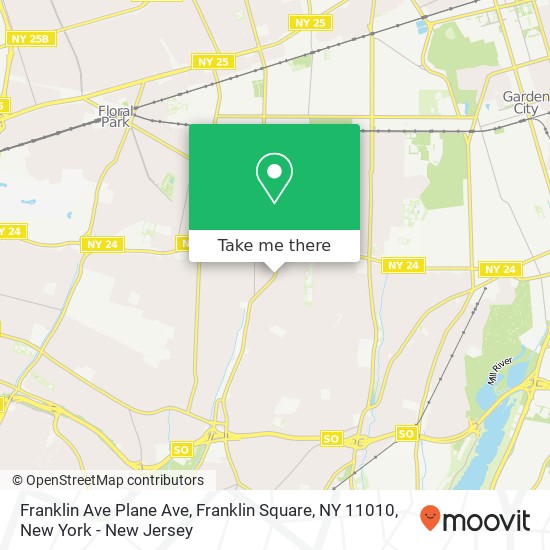 Mapa de Franklin Ave Plane Ave, Franklin Square, NY 11010
