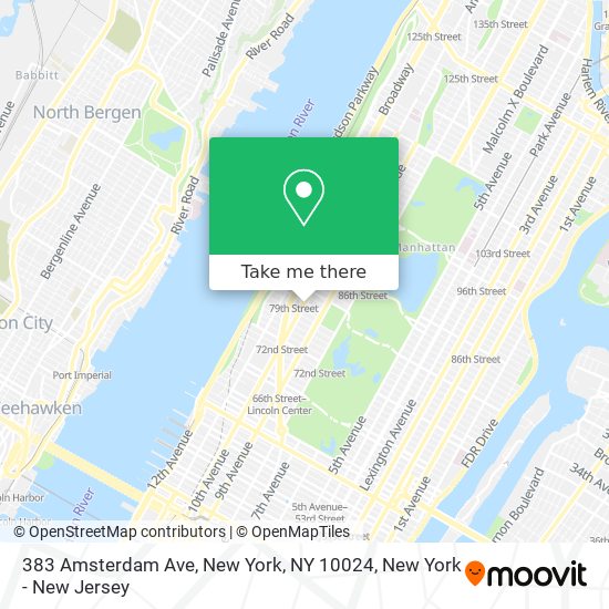 Mapa de 383 Amsterdam Ave, New York, NY 10024