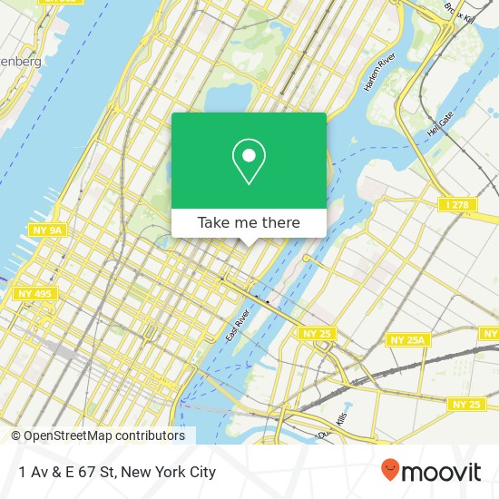 1 Av & E 67 St map