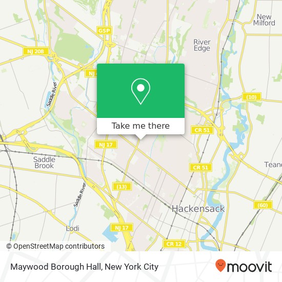 Maywood Borough Hall map