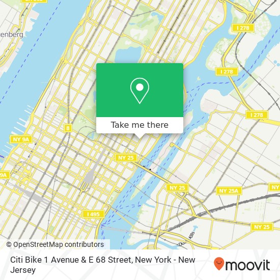 Citi Bike 1 Avenue & E 68 Street map