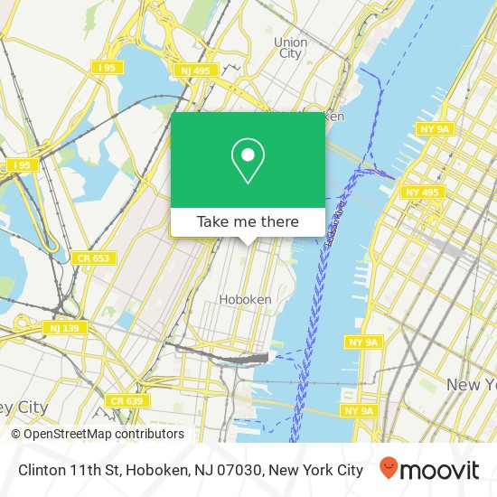 Mapa de Clinton 11th St, Hoboken, NJ 07030