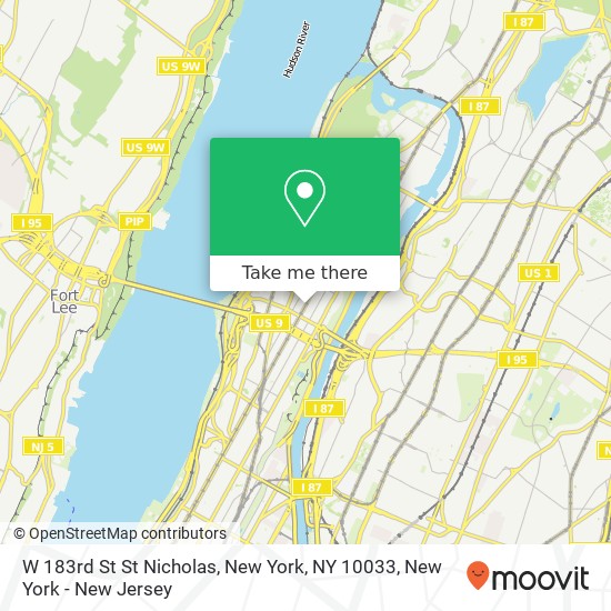 W 183rd St St Nicholas, New York, NY 10033 map