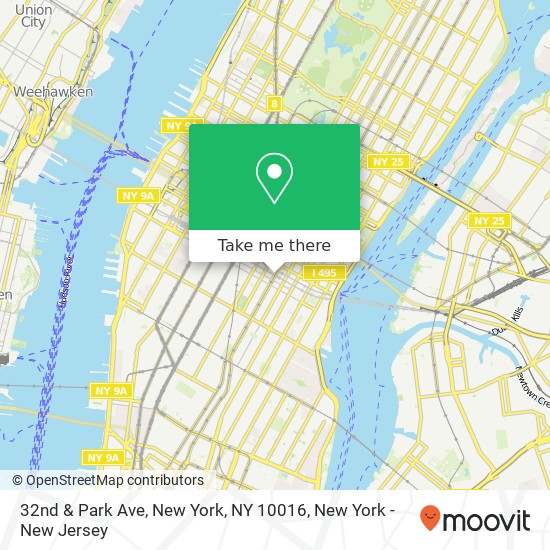 32nd & Park Ave, New York, NY 10016 map