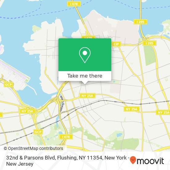 Mapa de 32nd & Parsons Blvd, Flushing, NY 11354