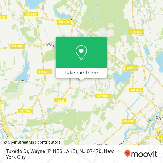 Mapa de Tuxedo Dr, Wayne (PINES LAKE), NJ 07470