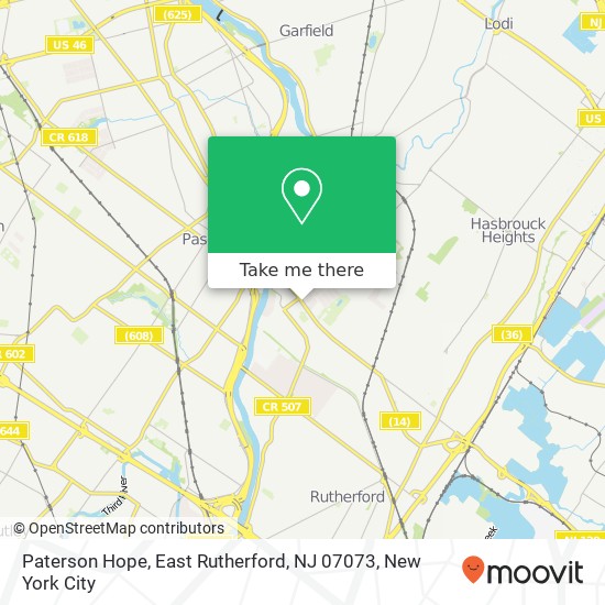 Mapa de Paterson Hope, East Rutherford, NJ 07073
