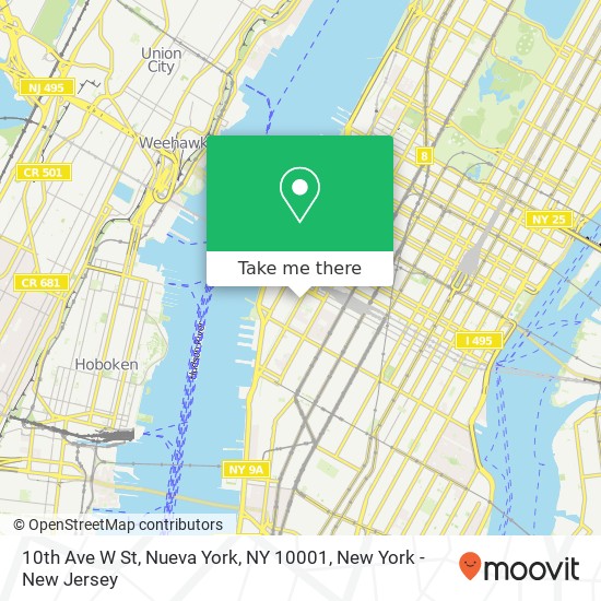 10th Ave W St, Nueva York, NY 10001 map