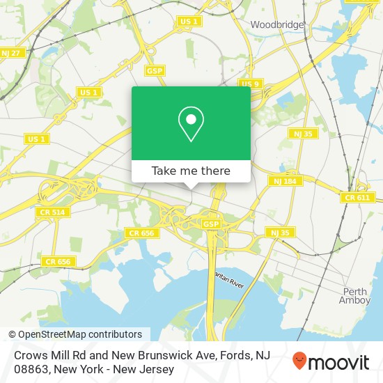 Crows Mill Rd and New Brunswick Ave, Fords, NJ 08863 map