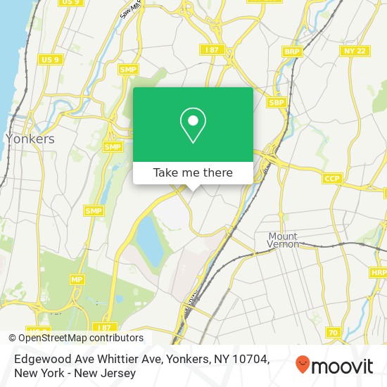 Mapa de Edgewood Ave Whittier Ave, Yonkers, NY 10704